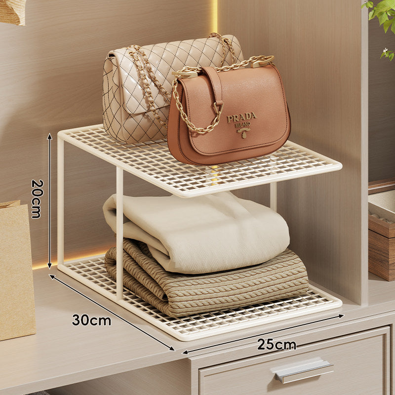 Compact Three-Level Ventilated Mesh Closet Shelf Organizer Stand