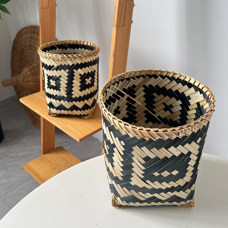 Basket made of woven natural material