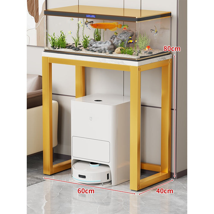 Modern Metal Frame Aquarium Console Table with Integrated LED Hood