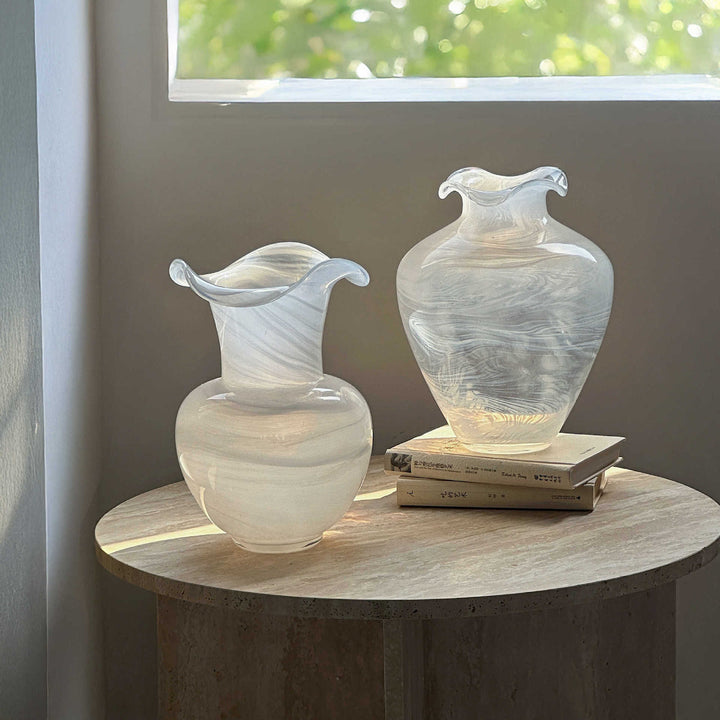 Decorative Hand-Blown Marbleized Glass Vase