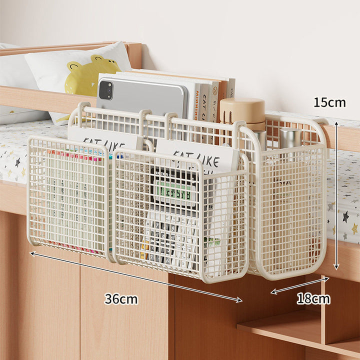 Bedside Mesh Hanging Organizer with Triple Compartments and Over-Rail Hooks