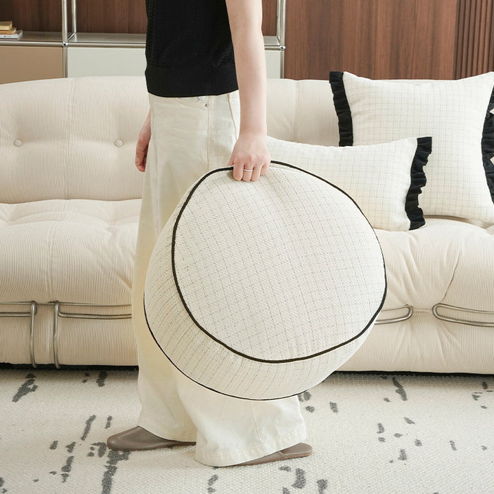 Round floor sitting pouf with EPP foam bead filling and removable zipper