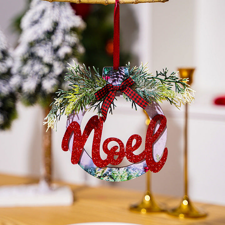 Decorative wooden sign with Christmas message
