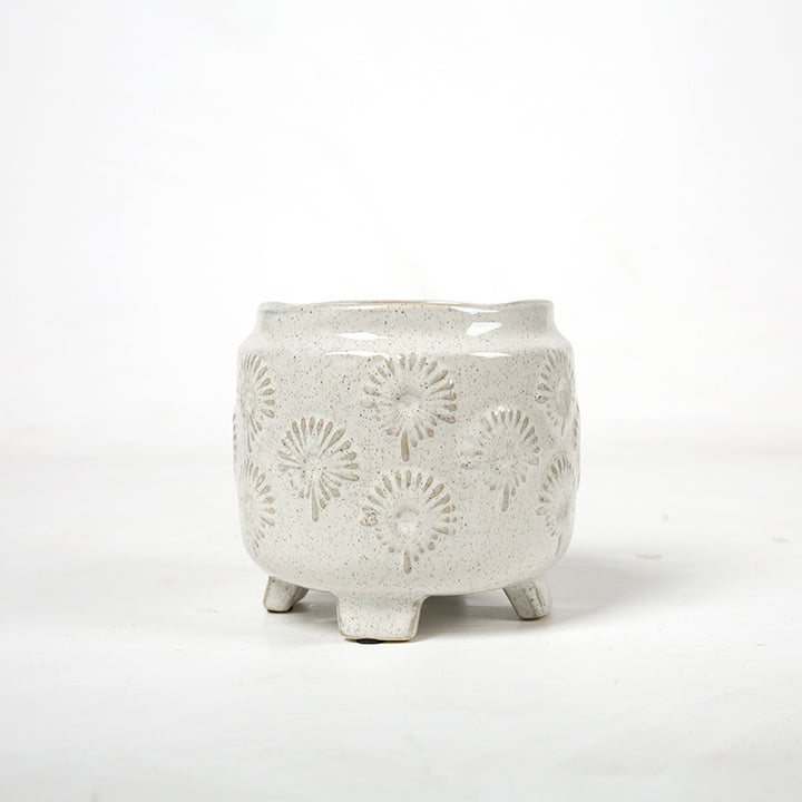 Decorative ceramic flower pot on legs