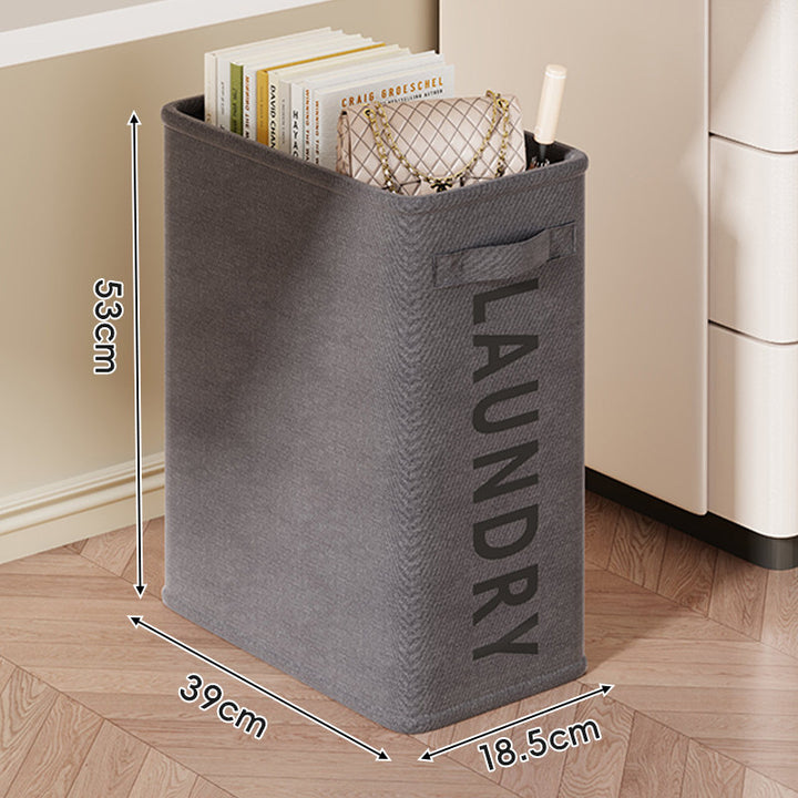 Twin-Section Collapsible Canvas Laundry Cart on Locking Wheels with Integrated Carry Handles