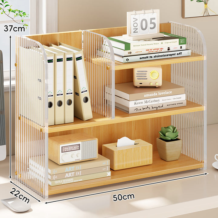 Curved-Acrylic Panel Dual-Compartment Desktop Book and Document Organizer
