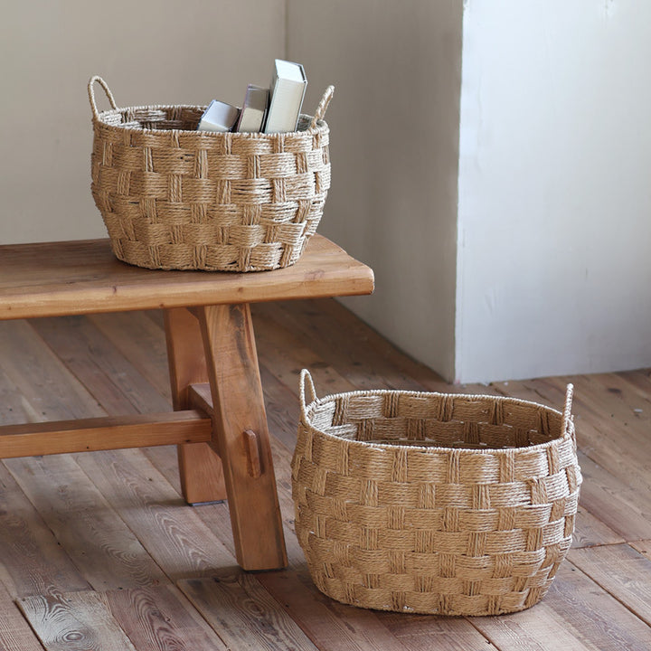 Decorative storage basket made of natural material