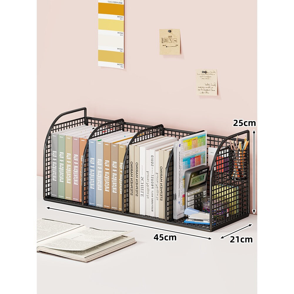 Mesh Desk Tidy with Triple Vertical Compartments for Files & Office Supplies