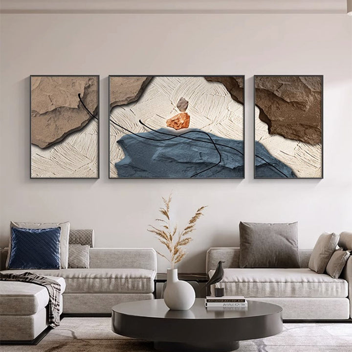 Abstract Textured Triptych Wall Art