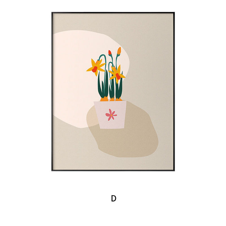 Decorative Framed Art Print with Abstract Floral Design