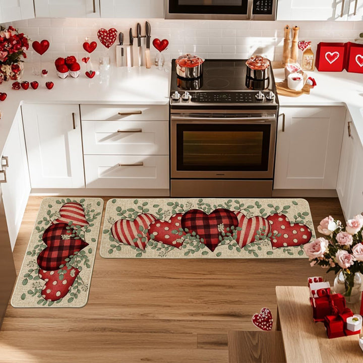 Heart-Themed Kitchen Runner Mat