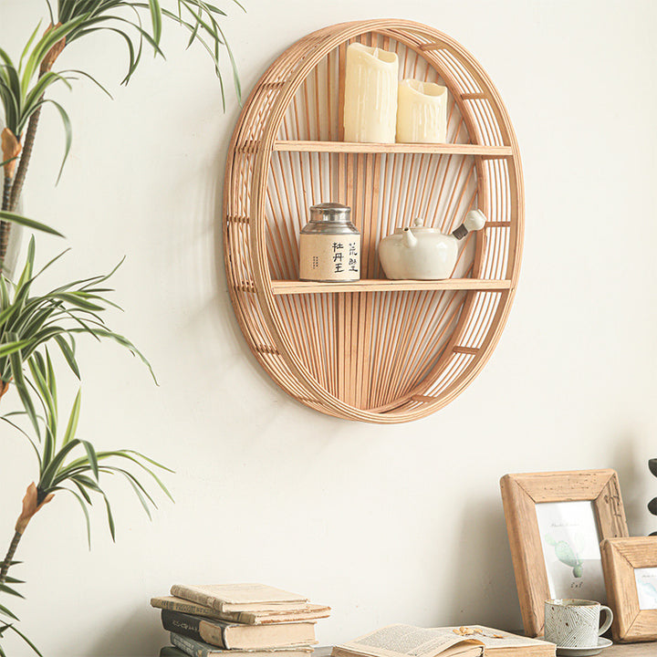 Wall shelf made of natural rattan
