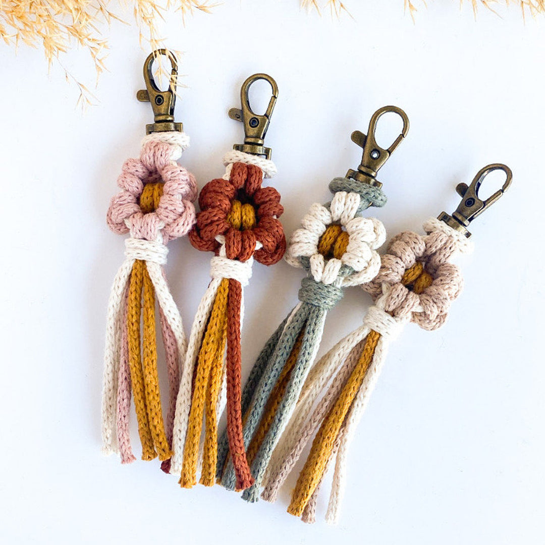Handcrafted Macrame Flower Keychain