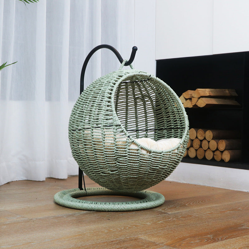 Comfortable hanging chair made of rattan