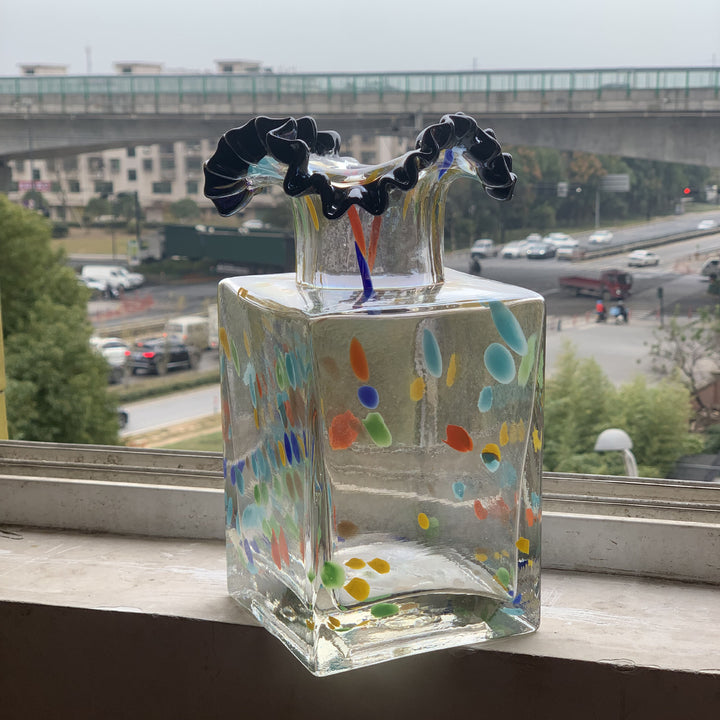 Hand-Poured Square Decorative Ruffled-Top Pillar Candle