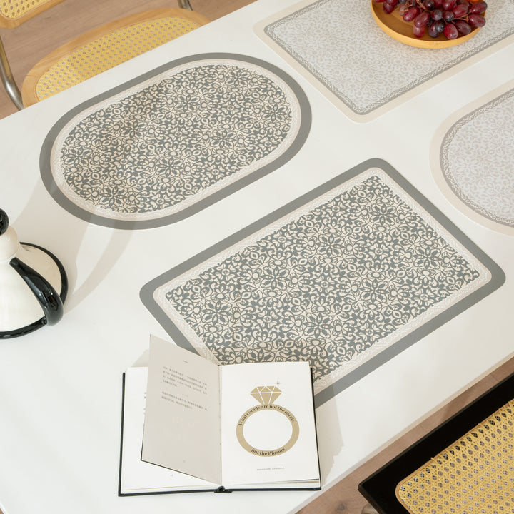 Bathroom Mat Set with non-slip soft back underside and fine lace pattern look