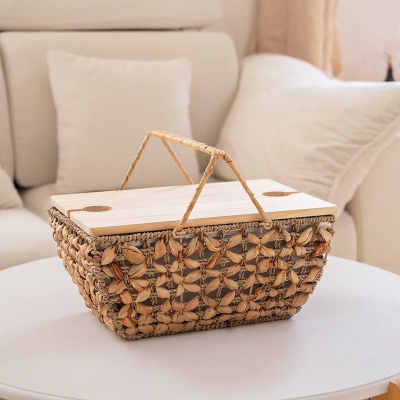Decorative storage basket with transparent lid