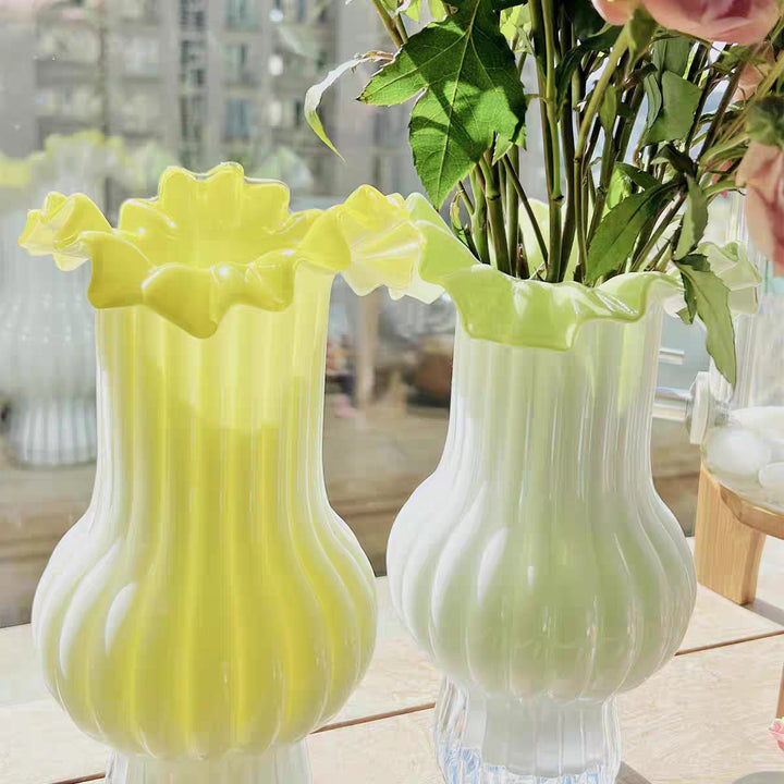 Decorative Ribbed Glass Vase
