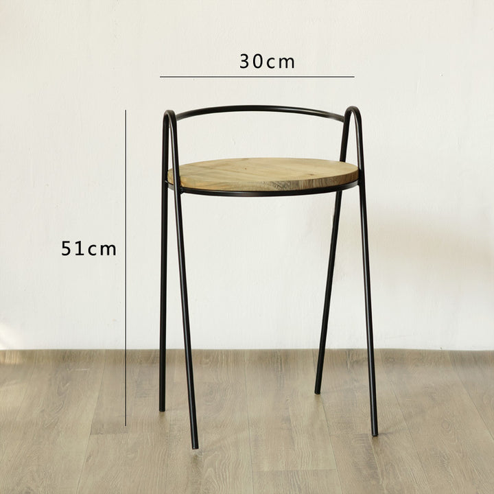 Modern stool with wooden seat and metal frame