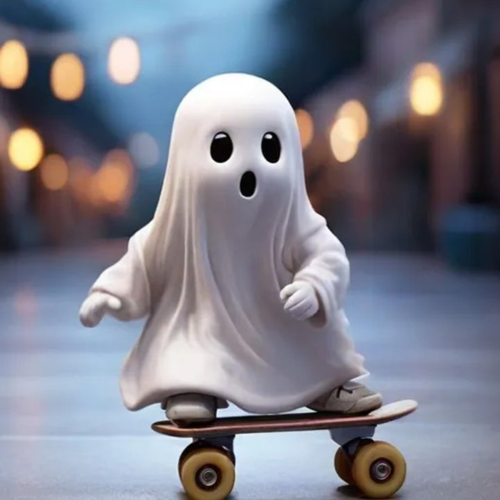 Decorative skateboard ghost figure