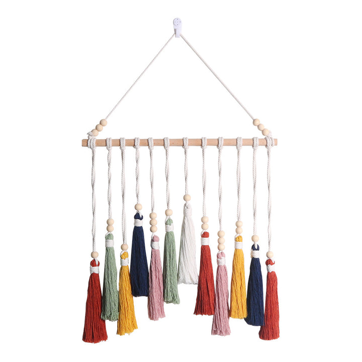 Macrame Wall Hanging with Tassels and Wooden Beads