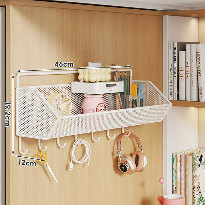 Wall-Mounted Hanging Mesh Storage Basket with Over-Cabinet Hook