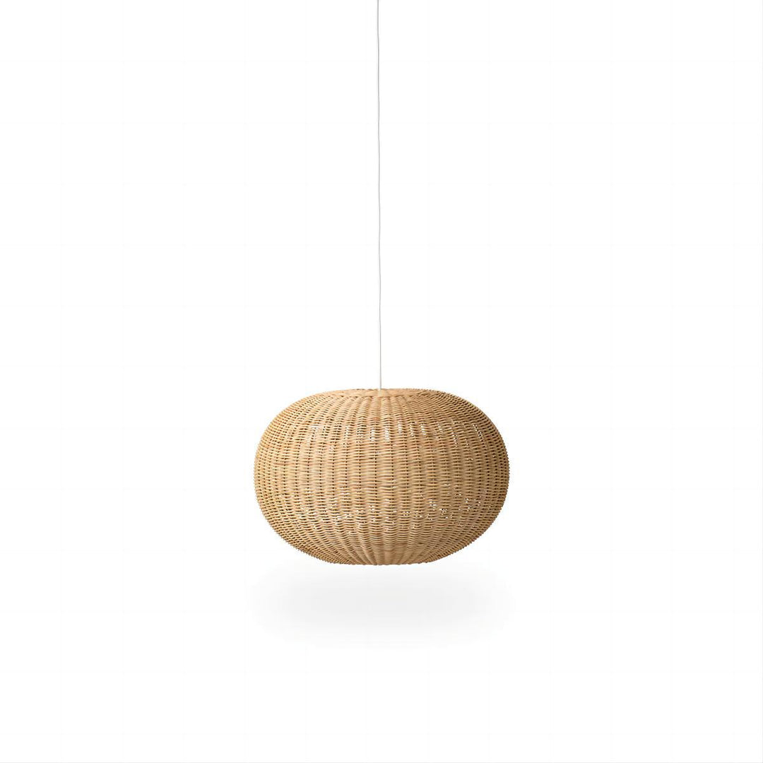 Stylish pendant lamp made from handwoven natural material