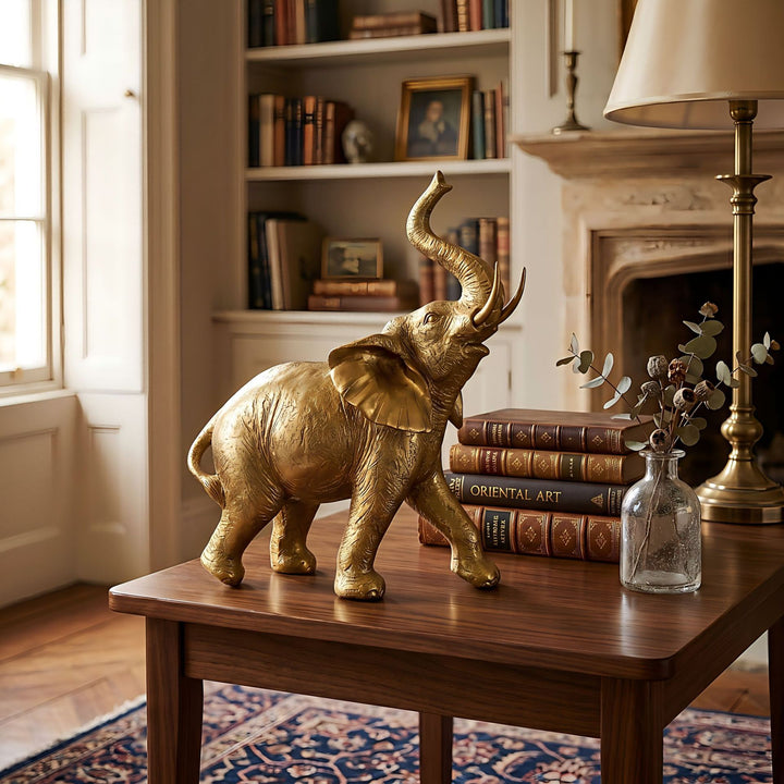 Decorative Elephant Figurine for Shelf Display