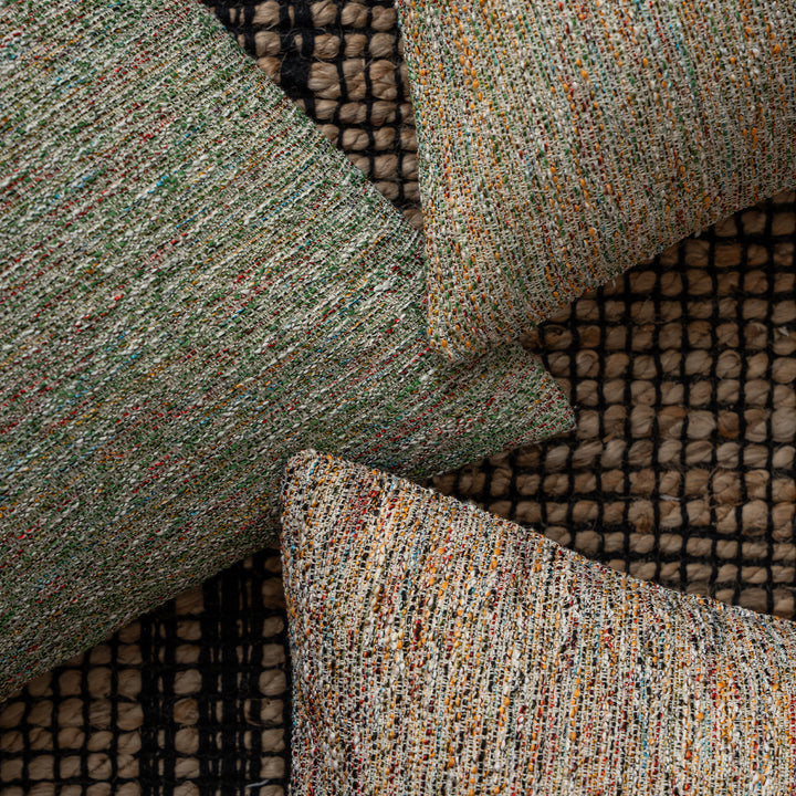 Woven square decorative pillow cover with mottled bouclé structure