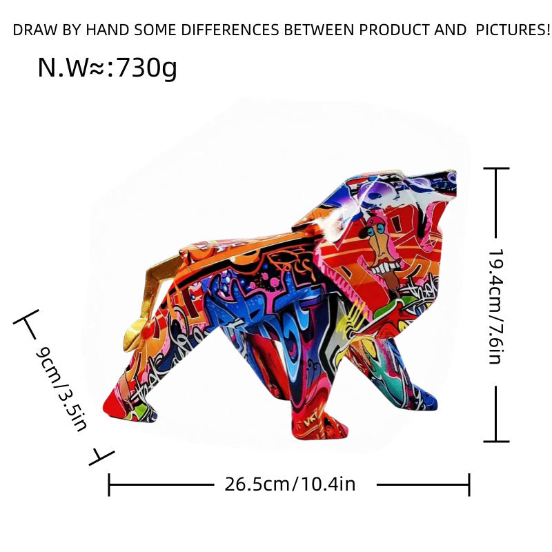 Colorful lion figure made of high-quality resin