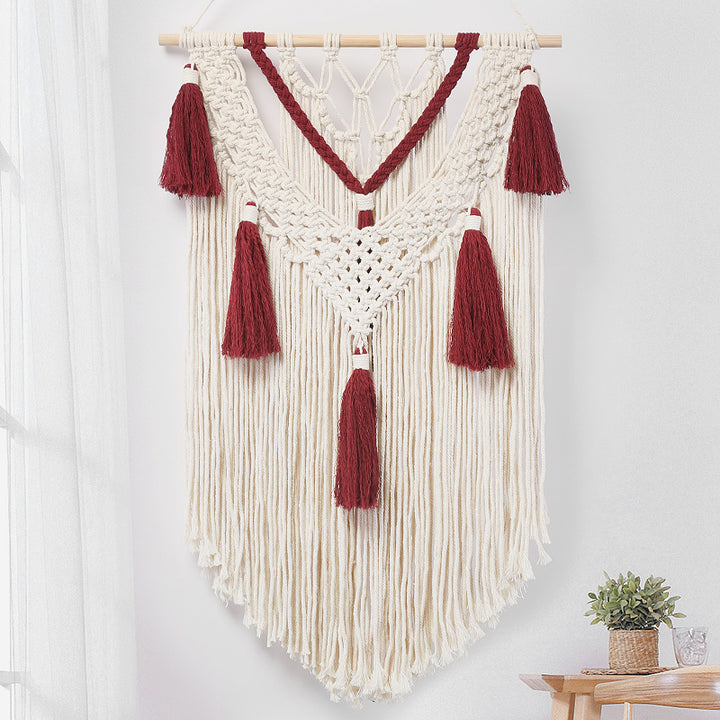 Macramé Wall Hanging with Fringe and Tassels