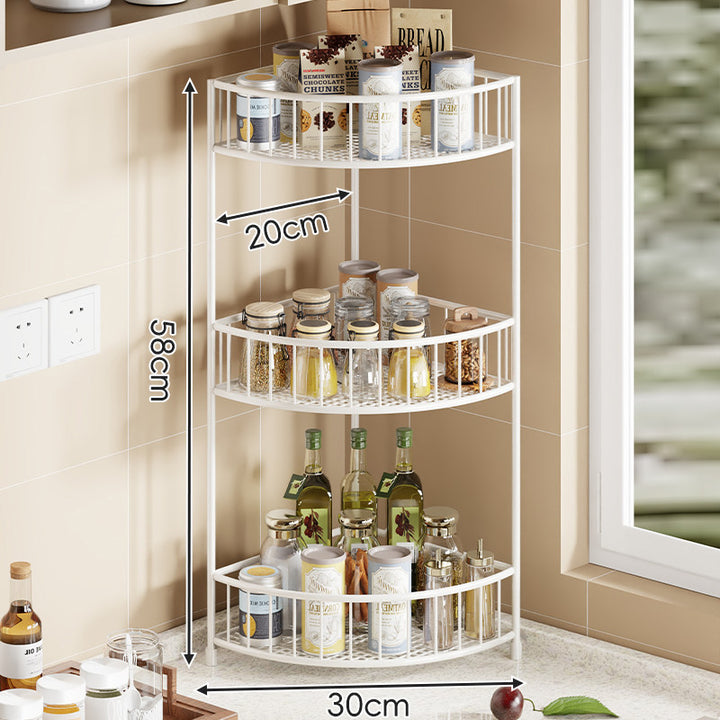 Tri-Level Gold Corner Countertop Kitchen Organizer Shelf