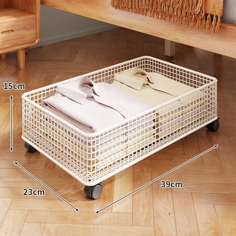 Under-Bed Rolling Mesh Storage Basket with Castor Wheels