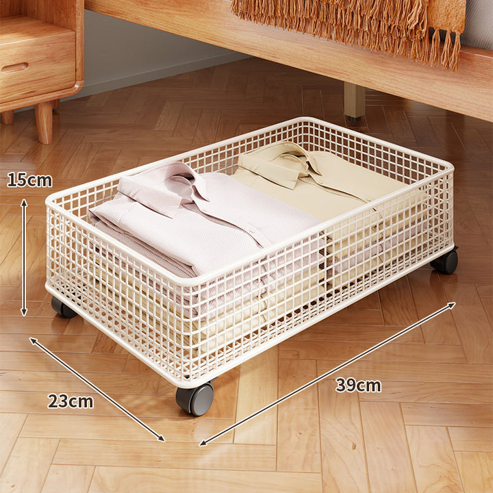 Under-Bed Rolling Mesh Storage Basket with Castor Wheels
