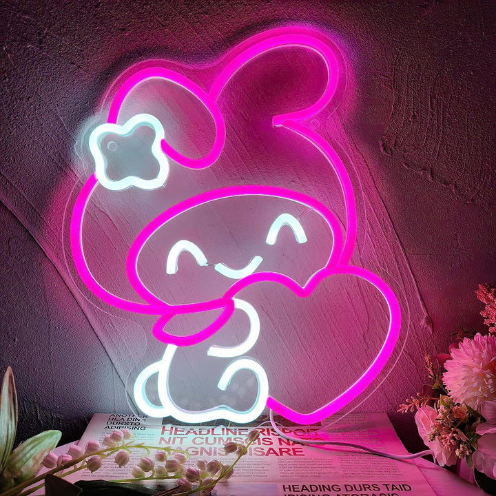 Cute Cartoon Mushroom Neon LED Wall Light with Acrylic Back