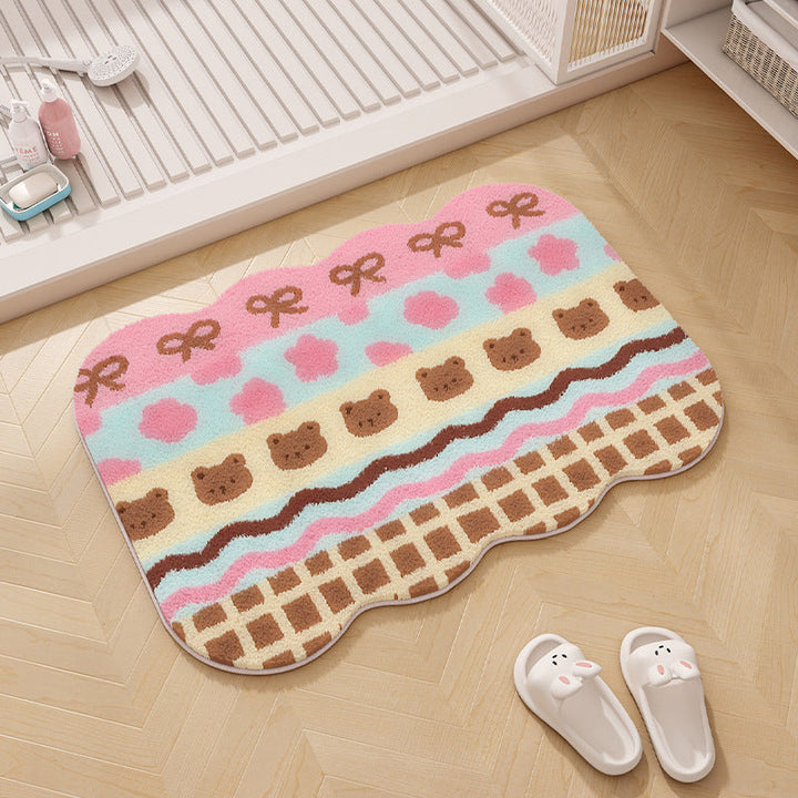 Rainbow-Themed Plush Memory Foam Bath Mat