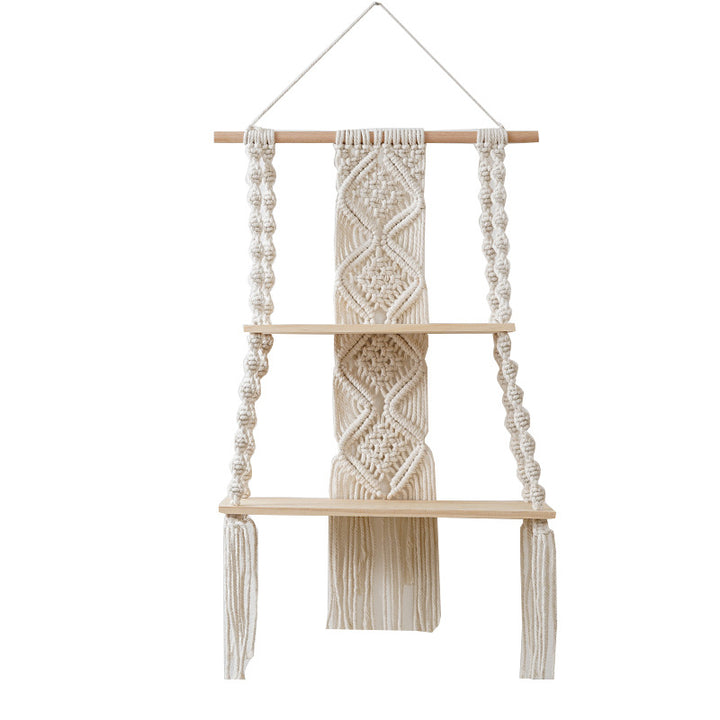 Macramé Floating Wall Shelf Organizer