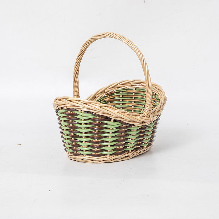 Basket with ergonomic carrying handle