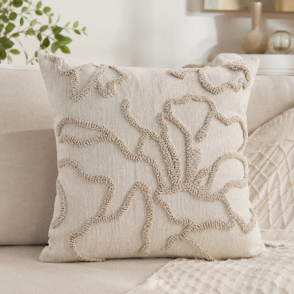 Textured Floral Embellished Throw Pillow