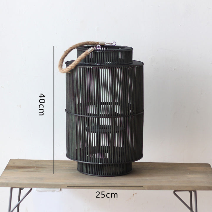 Decorative lantern made of woven material