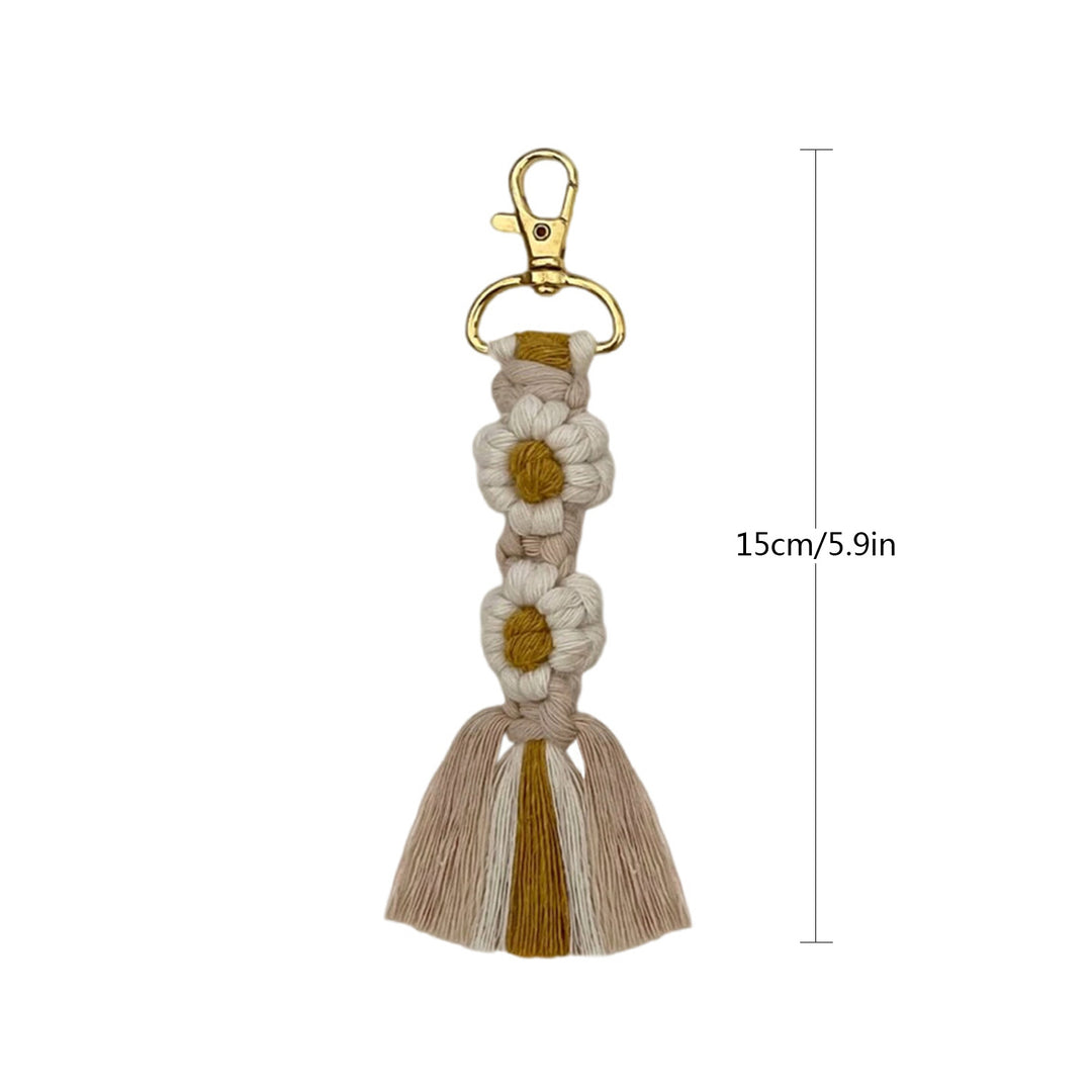 Macrame Keychain Strap with Floral Design