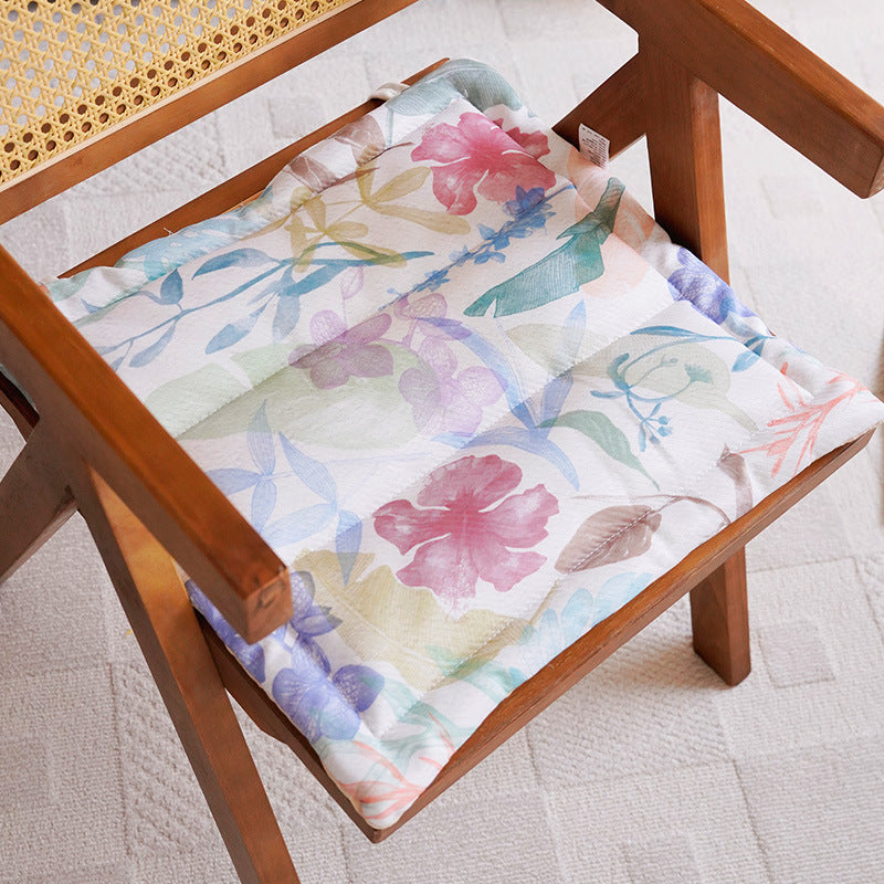 Floral-Patterned Chair Cushion