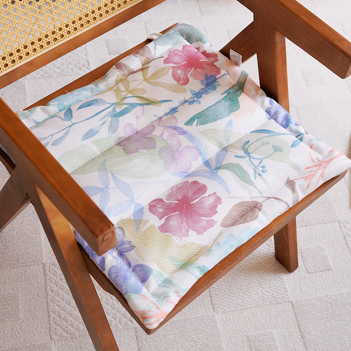 Floral Print Quilted Chair Cushion