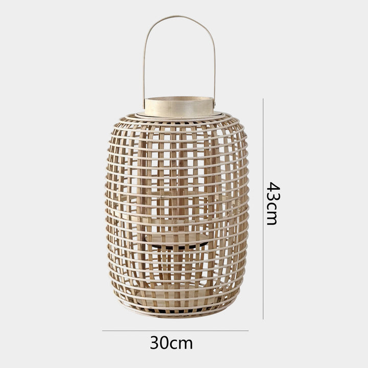 Rustic lantern made of woven material