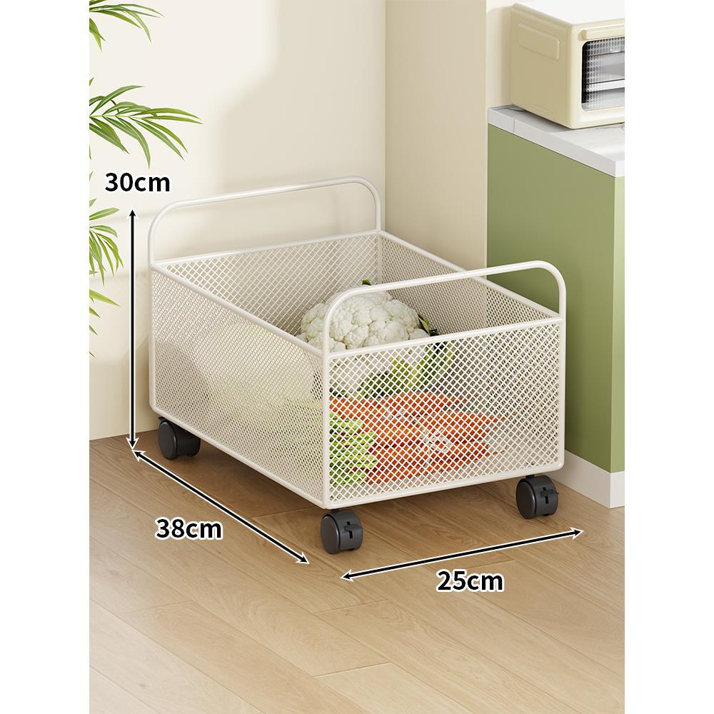 Mobile Mesh Storage Basket with Handle and Locking Casters