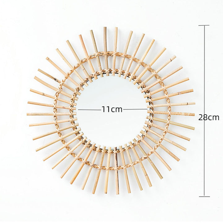 Wall mirror with wicker basket