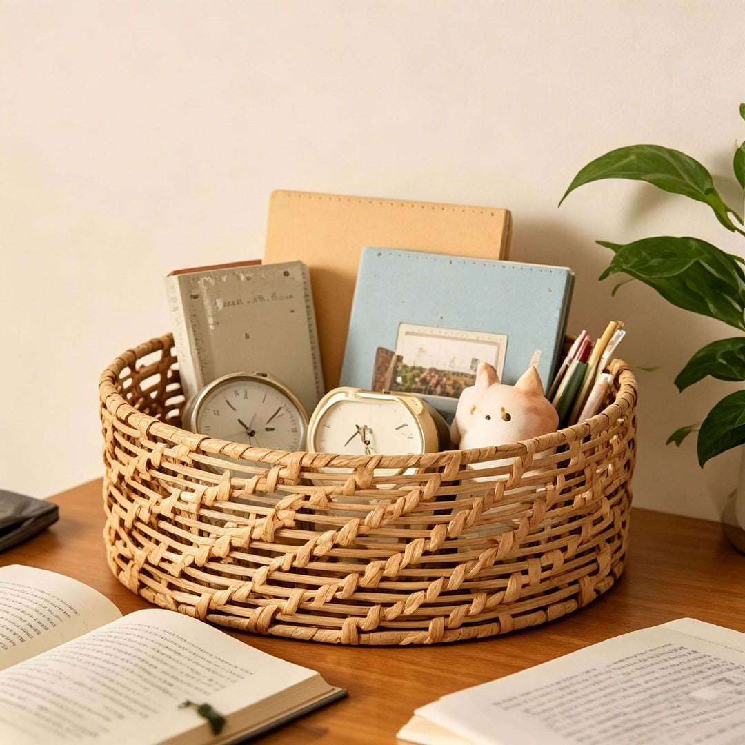 Braided basket with open design