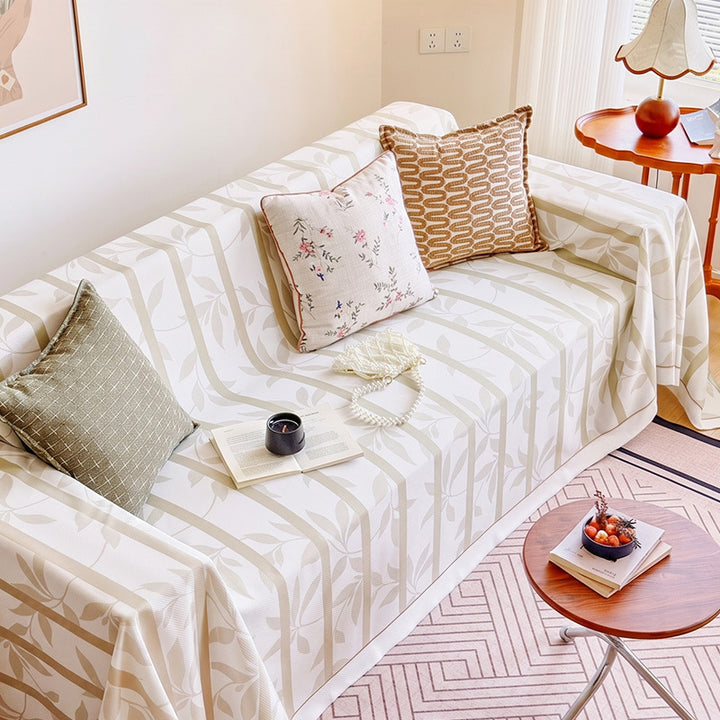 Elegant Leaf Print Sofa Cover