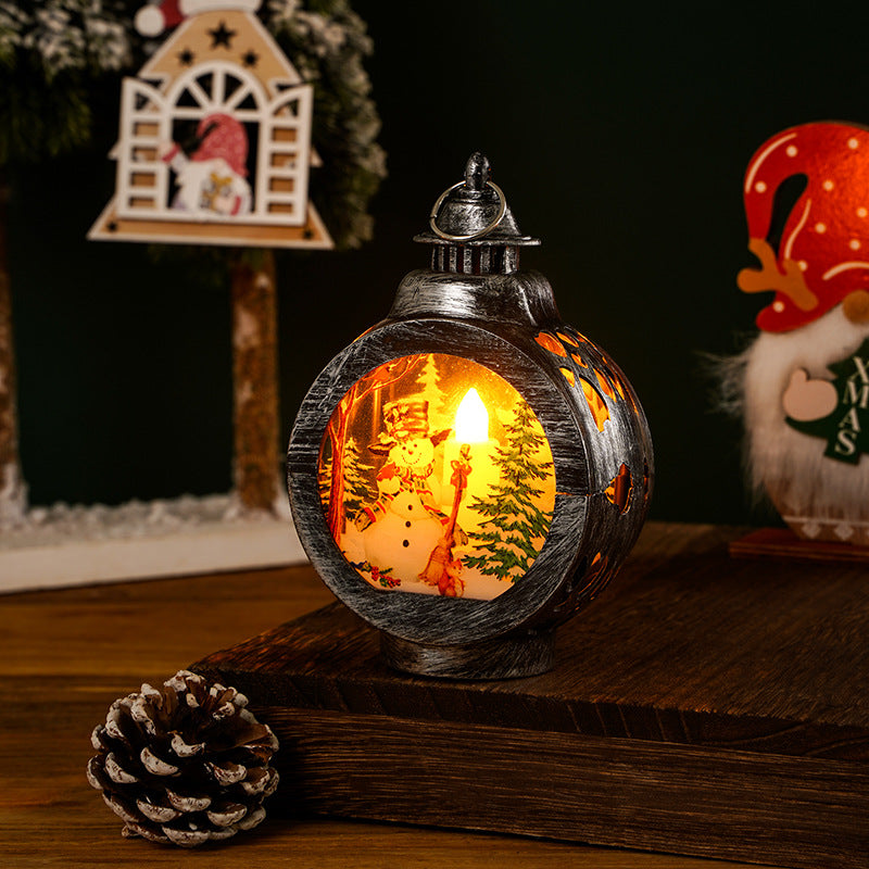 Nostalgic Christmas lantern with inviting deer scene