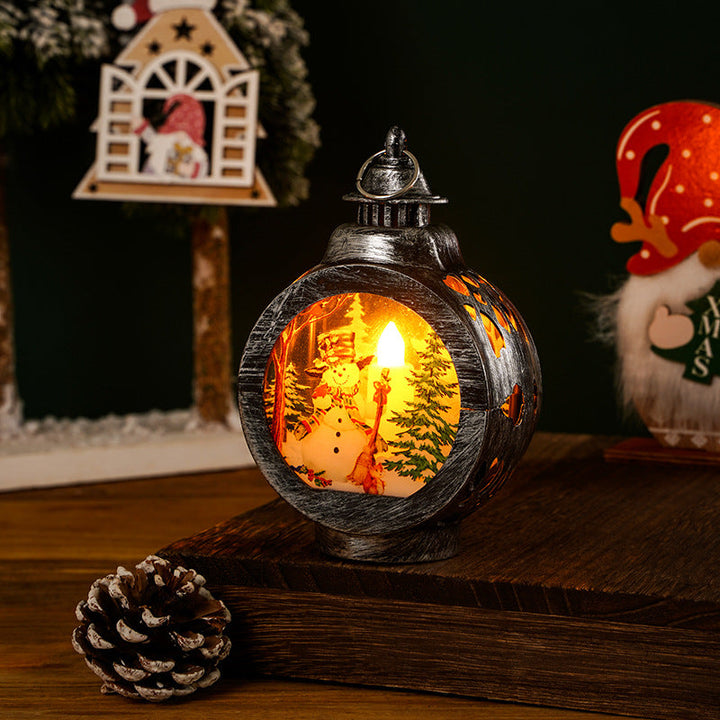 Nostalgic Christmas lantern with inviting deer scene